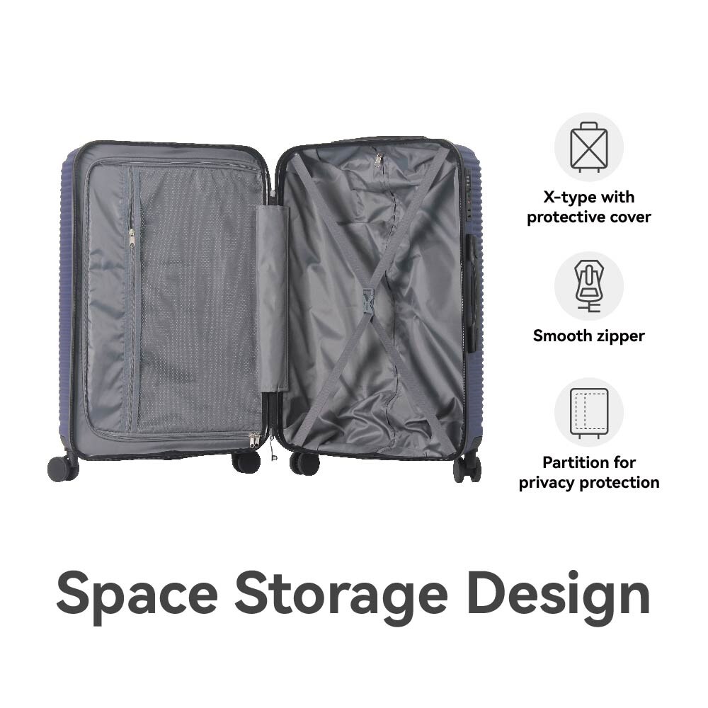 Luggage Sets ABS Hardshell 3pcs Luggage, Lightweight Durable Suitcase Sets Spinner Wheels Suitcase With TSA Lock 20''24''28'' Available(Blue)_voghion.com